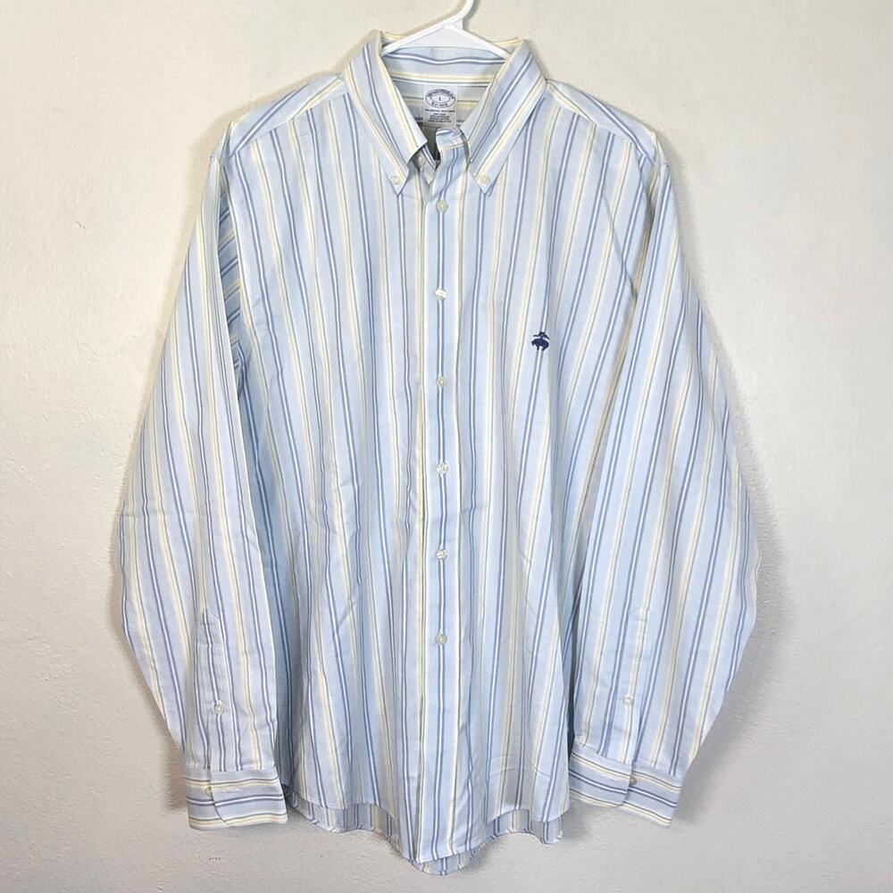 Brooks Brothers Original Polo Shirt Men's  L Blue Stripe Classic Preppy Work